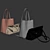 Chic ZARA Shopper Bag Set 3D model small image 7