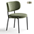 Elegant Taupe Fabric Dining Chair 3D model small image 3