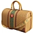 Brown Leather Monogram Weekender Bag 3D model small image 2