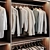 Modern Wardrobe Composition with Clothing 3D model small image 2