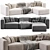 Stylish Modular Velvet Sofa Lennon 3D model small image 2