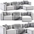 Stylish Modular Velvet Sofa Lennon 3D model small image 5