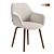 Shearling Dining Chair, Solid Woodlegs 3D model small image 2