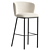 Ciselia Stool: Shearling & Metal 3D model small image 2