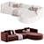 Plush Velvet Acanva Sectional Sofa 3D model small image 4