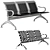 Modern Iron Waiting Bench Chair 3D model small image 5