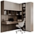 Modern Home Office Desk Set 3D model small image 1