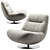 Italian Style Swivel Lounge Chair 3D model small image 8