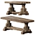 Handcrafted Vintage Farmhouse Tables 3D model small image 1