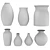 Vibrant 7-Piece Vase Collection 3D model small image 4