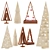 Handmade Wooden Christmas Tree Set 3D model small image 1