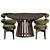 Mid-Century Cassina Dining Set 3D model small image 1