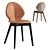 Sleek Leather Wood Chair 3D model small image 1