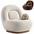 Modern Linen Lounge Chair Walnut 3D model small image 2