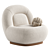 Modern Linen Lounge Chair Walnut 3D model small image 9