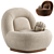 Modern Linen Lounge Chair Walnut 3D model small image 15