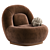 Modern Linen Lounge Chair Walnut 3D model small image 19