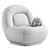 Modern Linen Lounge Chair Walnut 3D model small image 20