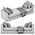 Elegant Sculptural Seating Bench 3D model small image 6