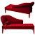 Elegant Red Velvet Chaise Longue 3D model small image 1