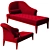 Elegant Red Velvet Chaise Longue 3D model small image 3