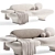 Modern 3-Seater Fabric Sofa 3D model small image 1