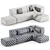 Industrial Loft Gray Corner Sofa 3D model small image 4