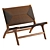 Modern Teak Lounge Chair Black 3D model small image 1