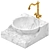 Elegant Marble Sink with Brass Effect 3D model small image 1