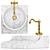 Elegant Marble Sink with Brass Effect 3D model small image 3