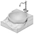 Elegant Marble Sink with Brass Effect 3D model small image 4