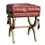 Vintage Solid Wood Vanity Stool 3D model small image 3