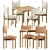 Modern Dining Set: Paf Paf Chair & Kilt Square Table 3D model small image 1