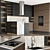 Modern L-Shaped Kitchen Island Set 3D model small image 1