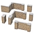 Wild Stone Fence Kit: Modular High-Polygon Model 3D model small image 1