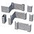 Wild Stone Fence Kit: Modular High-Polygon Model 3D model small image 3