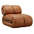 Elegant Rosewood Leather Lounge Chair 3D model small image 1