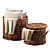 Rattan Baskets Set with Pillows 3D model small image 1