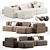 Modular Fabric Sofa Chaise Longue 3D model small image 1