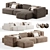 Modular Fabric Sofa Chaise Longue 3D model small image 2