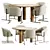 Stylish Contemporary Dining Set Brushed Oak 3D model small image 1