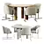 Stylish Contemporary Dining Set Brushed Oak 3D model small image 2