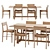 Natural Dining Table & Chair Set 3D model small image 1