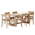 Natural Dining Table & Chair Set 3D model small image 2