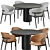 Modern Dining Set with Chairs 3D model small image 2