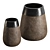 Rustic Dark Clay Cone Vases 3D model small image 1