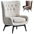 Luxurious Karpen Shearling Wingback Chairs 3D model small image 1