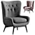 Luxurious Karpen Shearling Wingback Chairs 3D model small image 3