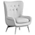 Luxurious Karpen Shearling Wingback Chairs 3D model small image 5