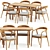 Contemporary Solid Wood Dinning Set 3D model small image 1